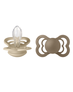 BIBS - Set 2 suzete Supreme Silicon, tetina simetrica, 6 luni +