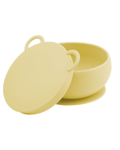 Bol Minikoioi cu Ventuza si Capac, 100% Premium Silicone – Mellow Yellow