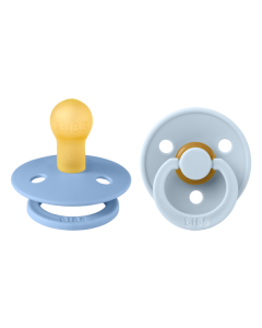 BIBS - Set 2 suzete Colour Latex, tetina rotunda, 0 luni +-Sky Blue/Baby Blue
