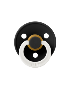 BIBS - Suzeta fosforescenta Colour GLOW Latex, tetina rotunda, 0 luni +-Black