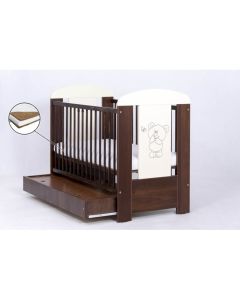 Patut Drewex Bear cu sertar - Wenge + Saltea Cocos 12 cm