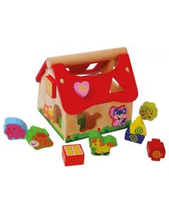 Casuta din lemn si cuburi 2044 Ecotoys