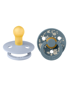 BIBS x LIBERTY - Set 2 suzete Colour Capel Latex, tetina rotunda, 0 luni+-Dusty Blue/Petrol