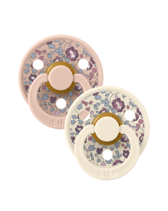 BIBS x LIBERTY - Set 2 suzete Colour Eloise Latex, tetina rotunda, 0 luni+-Ivory/Blush