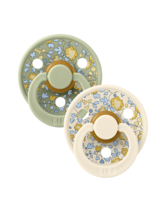 BIBS x LIBERTY - Set 2 suzete Colour Eloise Latex, tetina rotunda, 0 luni+-Ivory/Sage
