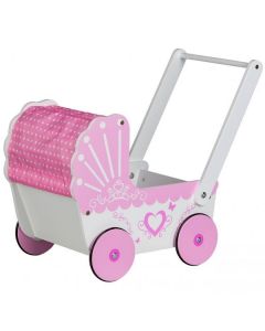 Carucior de papusi din lemn TT003 Ecotoys - Roz