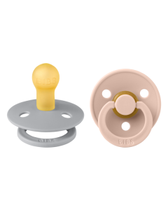 BIBS - Set 2 suzete Colour Latex, tetina rotunda, 0 luni +-Cloud/Blush