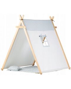 Cort tip casuta TIPI-07 Ecotoys cu salteluta + perne - Alb