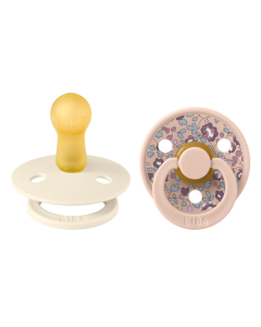 BIBS x LIBERTY - Set 2 suzete Colour Eloise Latex, tetina rotunda, 6 luni+-Ivory/Blush