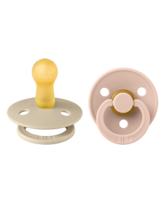 BIBS - Set 2 suzete Colour Latex, tetina rotunda, 6 luni +-Vanilla/Blush