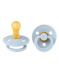 BIBS - Set 2 suzete Colour Latex, tetina rotunda, 6 luni +-Baby Blue