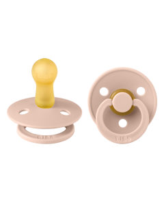 BIBS - Set 2 suzete Colour Latex, tetina rotunda, 6 luni +-Blush