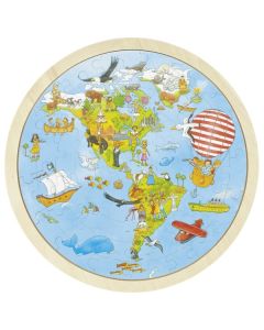 Puzzle circular din lemn Calatorie prin lume