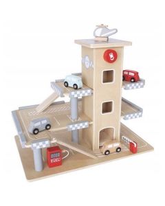 Parcare din lemn cu etaje si lift Ecotoys CA12104