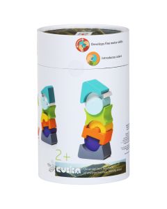 Jucarie din lemn, Cubika, Set constructii Turn cu acoperis turquoise