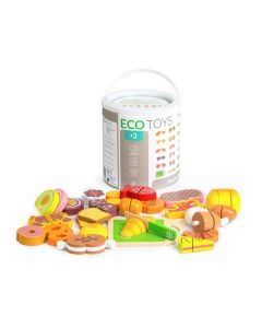 Set alimente din lemn Ecotoys 23 buc