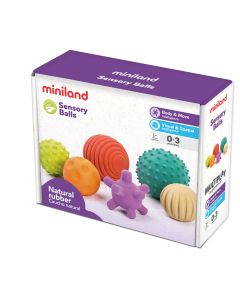 Set 6 mingi senzoriale din cauciuc natural ECO pentru bebelusi
