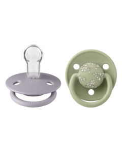 BIBS x LIBERTY - Set 2 suzete De Lux Capel Silicon, tetina rotunda, marime universala-Fossil Grey/Sage
