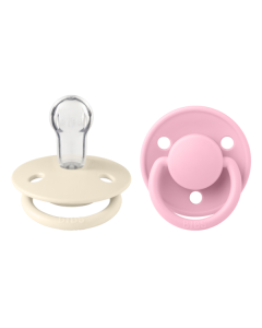 BIBS - Set 2 suzete De Lux Silicon, tetina rotunda, marime universala-Ivory/Baby Pink