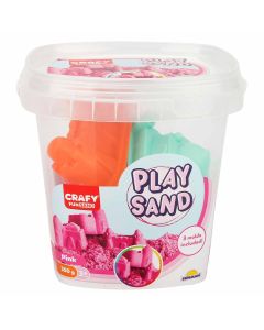 Nisip kinetic Fun Sand 350 gr Roz si 3 unelte de modelat