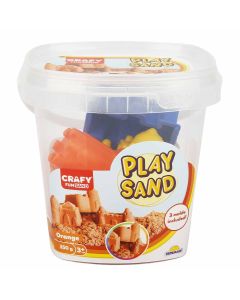 Nisip kinetic Fun Sand 350 gr Orange si 3 unelte de modelat