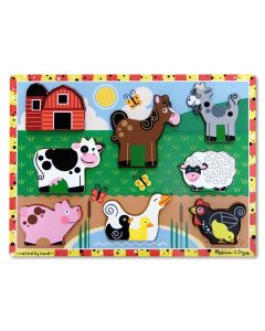 Puzzle lemn in relief Animale de ferma Melissa and Doug