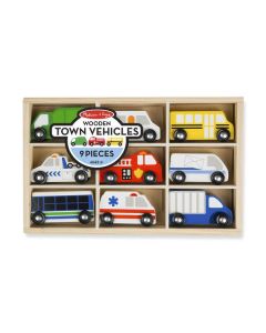 Set de 9 masinute utilitare din lemn