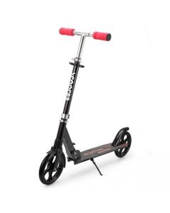 Trotineta urbana ECOTOYS SSWT-2019, cadru usor din aluminiu, roti mari, cu amortizor, picior de sprijin, neagra