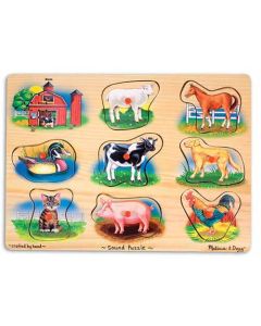 Puzzle lemn cu sunete Animale de la Ferma Melissa and Doug