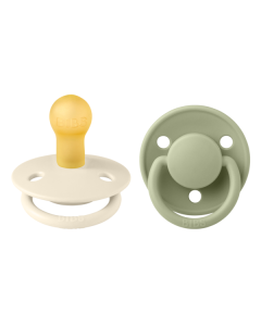 BIBS - Set 2 suzete De Lux Latex, tetina rotunda, 0 luni +-Ivory/Sage