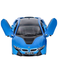 Masinuta die cast BMW i8, scara 1 la 36, 12.5 cm, albastra