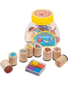 Set de 8 stampile cu animale, tusiera inclusa