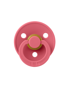 BIBS - Suzeta Colour Latex, tetina rotunda, 0 luni +-Coral