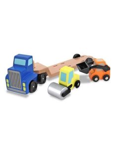 Camion transportor cu platforma cu utilaje de constructii Melissa and Doug