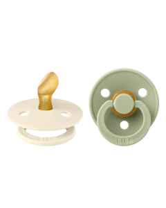 BIBS - Set 2 suzete Colour Latex, tetina anatomica, 0 luni +-Ivory/Sage