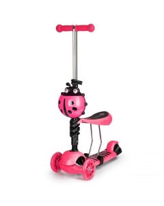Trotineta cu sezut si 3 roti cu LED Ecotoys YM-SC-6 - Roz