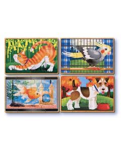 Set 4 puzzle lemn in cutie Animale de companie Melissa and Doug