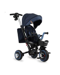 Tricicleta 5 in 1, MoMi INVIDIA Flow, Scaun rotativ 360Ã‚Â°, Spatar reglabil, Maner telescopic, Centura in 5 puncte, Pliabila, Suport pahare, Tapiterie usor de curatat