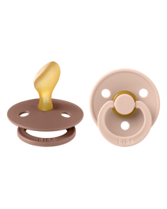 BIBS - Set 2 suzete Colour Latex, tetina anatomica, 6 luni +-Blush/Woodchuck 