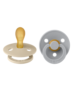 BIBS - Set 2 suzete Colour Latex, tetina simetrica, 6 luni +-Vanilla/Cloud