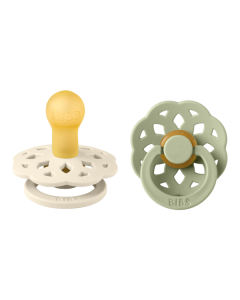 BIBS - Set 2 suzete Boheme Latex, tetina rotunda, 0 luni +-Ivory/Sage