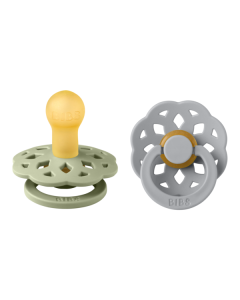 BIBS - Set 2 suzete Boheme Latex, tetina rotunda, 0 luni +-Sage/Cloud