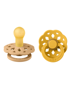 BIBS - Set 2 suzete Boheme Latex, tetina rotunda, 0 luni +-Desert Sand/Honey Bee