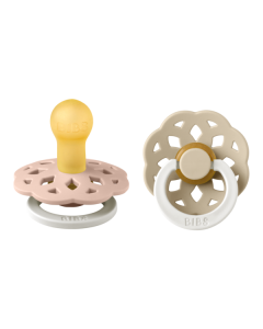BIBS - Set 2 suzete fosforescente Boheme Glow Latex, tetina rotunda, 0 luni +-Blush/Vanilla
