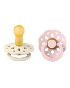 BIBS - Set 2 suzete Boheme Latex, tetina rotunda, 6 luni +-Ivory/Blossom