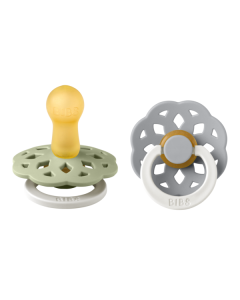 BIBS - Set 2 suzete fosforescente Boheme GLOW Latex, tetina rotunda, 0 luni +