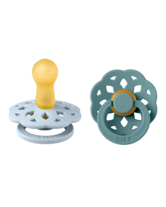 BIBS - Set 2 suzete Boheme Latex, tetina rotunda, 6 luni +-Baby Blue/Island Sea