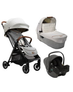 Joie - Carucior pentru copii ultracompact 3 in 1 Parcel Oyster / i-Snug Shale ( Carucior Parcel Oyster + Landou Ramble XL Oyster + Scoica auto i-Snug cu tetiera reglabila, nastere - 75 cm, Shale) 