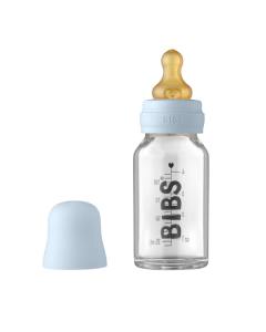 BIBS - Set complet biberon din sticla anticolici, 110 ml, Baby Blue