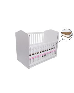 Patut VESSANTI Como Balansoar culisant - Alb cu Roz + Saltea Cocos 10 cm